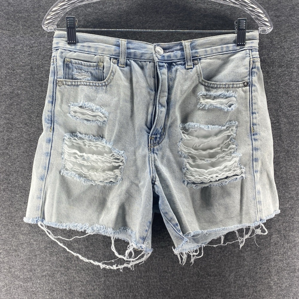 American Eagle Shorts Womens 6 Blue High Rise Mom Short Outdoor Cut Off Denim